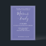Convites Casamento Moderno Minimalista Periwinkle & White<br><div class="desc">Convite para casamento bonito,  moderno,  minimalista e moderno,  apresenta fundo azul periwinkle com blocos de texto personalizáveis brancos em fontes modernas</div>