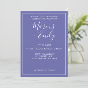 Convites Casamento Moderno Minimalista Periwinkle & White