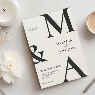 Convites Casamento Moderno Minimalista Preto e Ecru