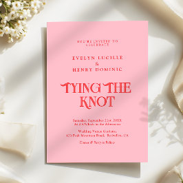 Convites Casamento Moderno Minimalista Retro Rosa e Vermelh