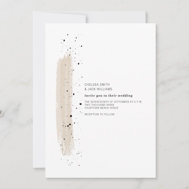 Convites Casamento Moderno Minimalista Rosa-Rosa (Frente)