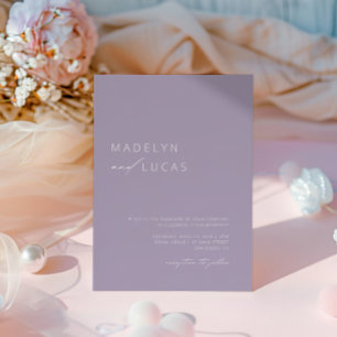 Convites Casamento Moderno Minimalista Roxo Lavanda Código 