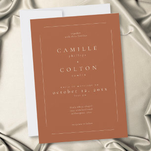 Convites Casamento Moderno Minimalista Terracota Rústico El