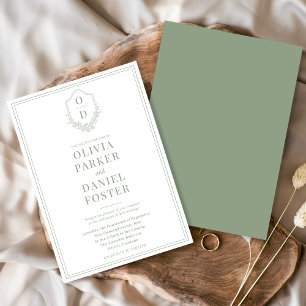 Convites Casamento Moderno Minimalista Verde Elegante Sage