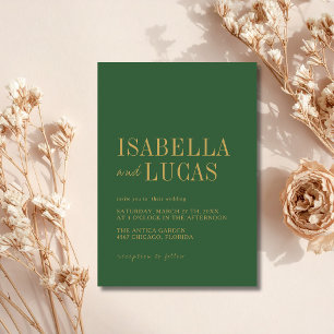 Convites Casamento moderno minimalista verde floresta e dou