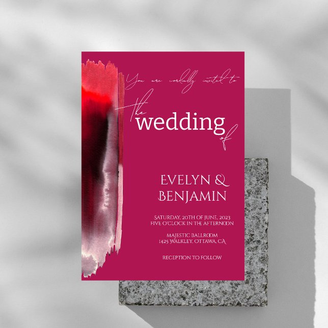 Convites Casamento Moderno, Mínimo, Simples Viva Magenta (Criador carregado)