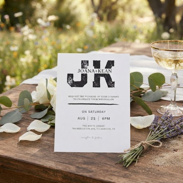 Convites Casamento Moderno Monograma Elegante (Criador carregado)