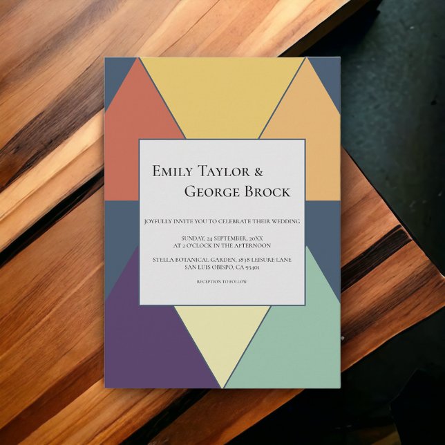 Convites Casamento Moderno Na moda Geométrico Elegante (Criador carregado)