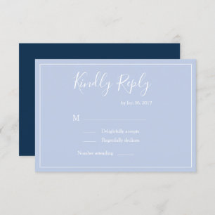 Convites Casamento moderno pastel azul-claro rsvp