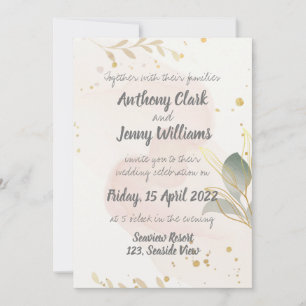 Convites Casamento Moderno Pastel Watercolor