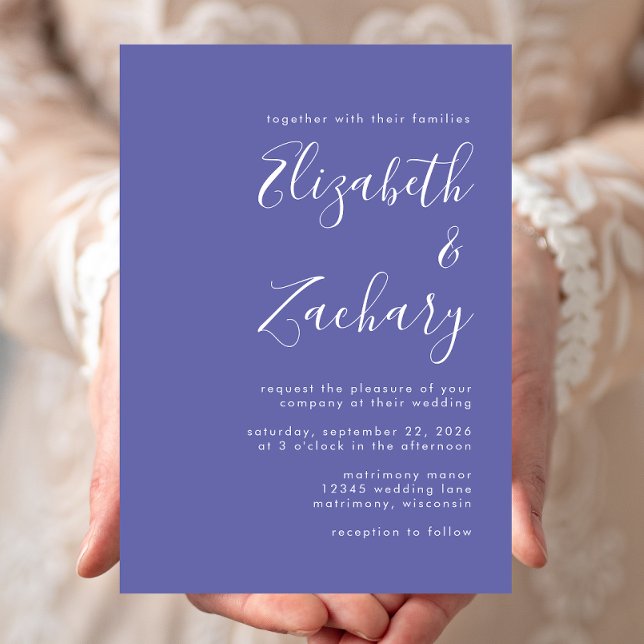 Convites Casamento Moderno Periwinkle Script (Criador carregado)