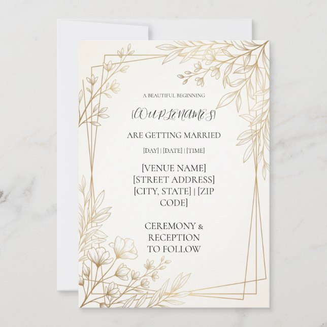 Convites Casamento moderno personalizado (Frente)