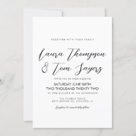 Convites Casamento Moderno Preto e Branco com Letra Elegant