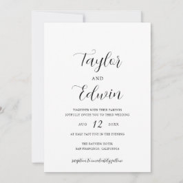 Convites Casamento Moderno Preto e Branco Minimalista