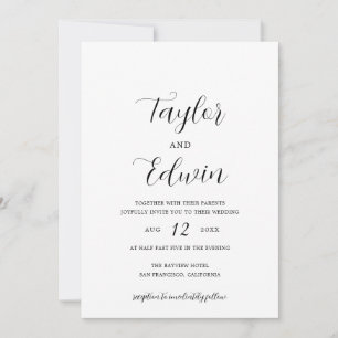 Convites Casamento Moderno Preto e Branco Minimalista