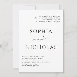 Convites Casamento moderno preto e branco. Simples minimali