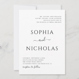 Convites Casamento moderno preto e branco. Simples minimali