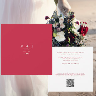 Convites Casamento Moderno Quadrado Vermelho Elegante e Sim