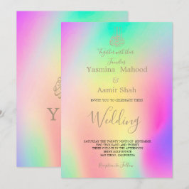 Convites Casamento Moderno Quic Colorido do Bismillah Islâm