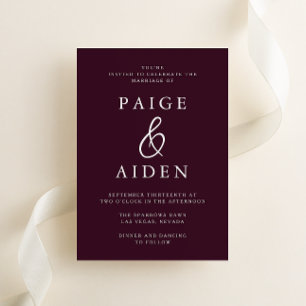 Convites Casamento Moderno Rich Burgundy Maroon