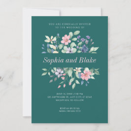 Convites Casamento Moderno Romântico de Flores Silvestres J