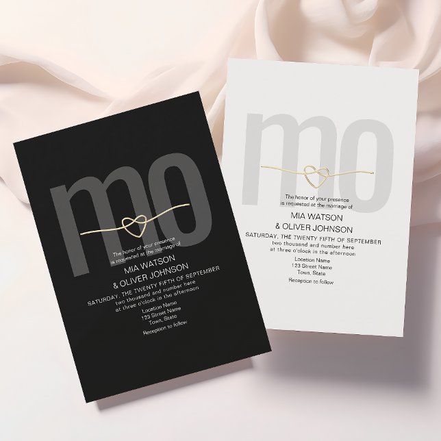 Convites Casamento Moderno Romântico Preto e Branco (Criador carregado)
