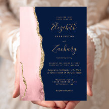 Casamento Moderno Rosa Bege Dourado Ágata Azul Mar