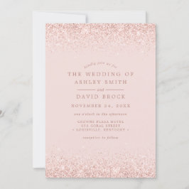 Convites Casamento Moderno Rosa Dourado Confete Rosa