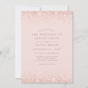 Convites Casamento Moderno Rosa Dourado Confete Rosa