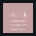 Convites Casamento Moderno Rosa Minimalista<br><div class="desc">Convite de casamento quadrado moderno com um simples design com seus nomes em uma tipografia de script elegante e seus detalhes de evento em uma fonte minimalista sans serif. Todos os elementos de design estão em branco sobre um fundo rosado rosa poeirento. Este convite de casamento chic funciona bem para...</div>