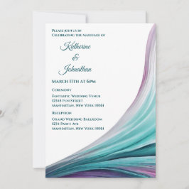 Convites Casamento Moderno - Roxo e Teal
