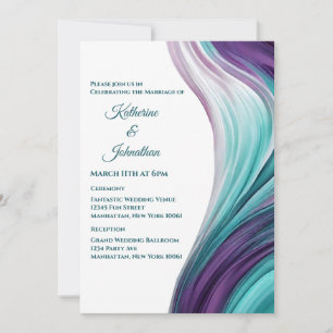 Convites Casamento Moderno - Roxo e Teal