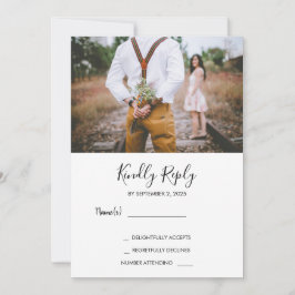 Convites Casamento moderno rústico elegante com foto RSVP