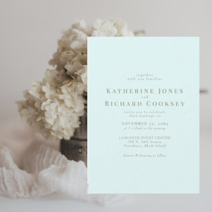 Convites Casamento Moderno Sem Pais Texto Dourado Gelo Azul