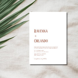 Convites Casamento Moderno Simples Branco Terracota Minimal