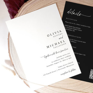 Convites Casamento Moderno Simples com Caligrafia Única