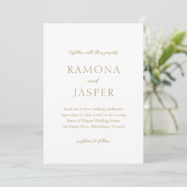 Convites Casamento Moderno Simples e Dourado