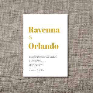 Convites Casamento Moderno Simples Minimalista Dourado