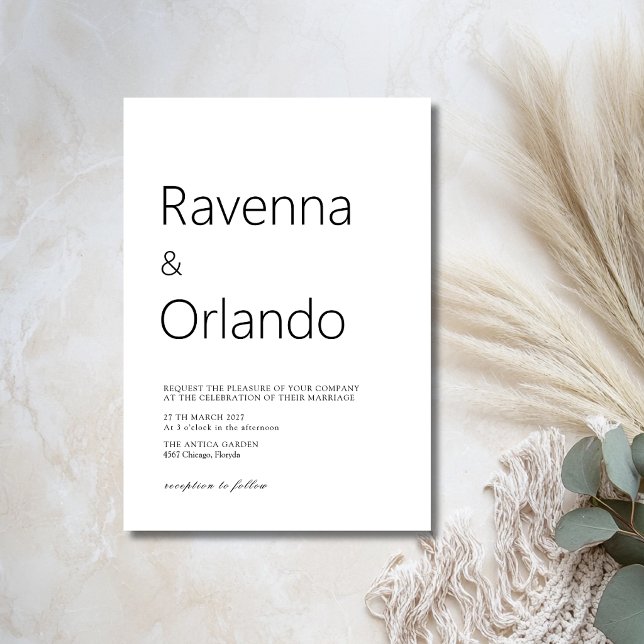 Convites Casamento Moderno Simples Minimalista Preto e Bran (Criador carregado)