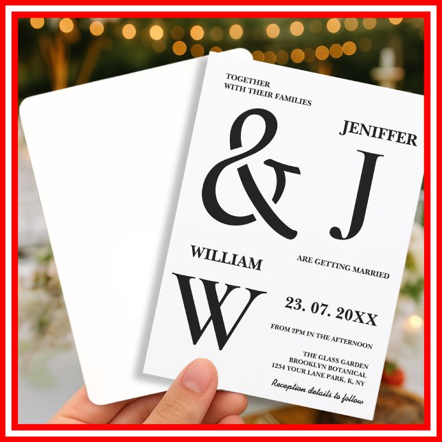 Convites Casamento Moderno Simples Negro e Branco (Criador carregado)