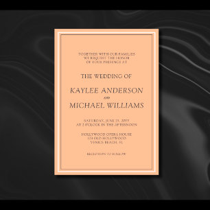 Convites Casamento Moderno Simples Peach Fuzz