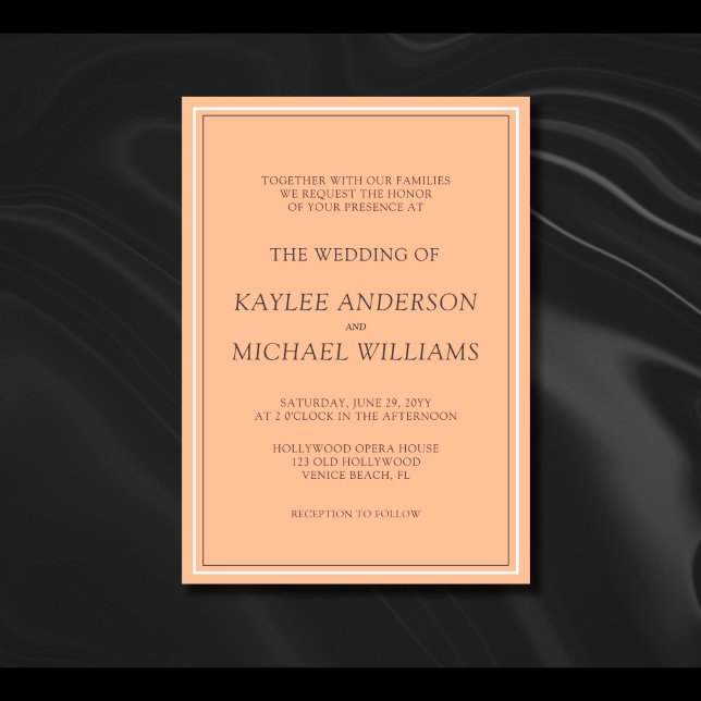 Convites Casamento Moderno Simples Peach Fuzz (Criador carregado)