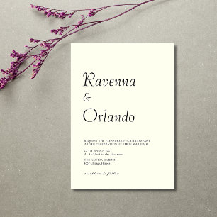Convites Casamento Moderno Simples Preto Marfim Minimalista