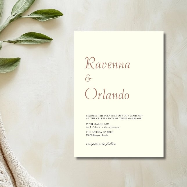 Convites Casamento Moderno Simples Preto Marfim Minimalista (Criador carregado)