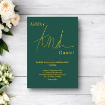 Casamento Moderno Simples Verde E Dourado Elegante