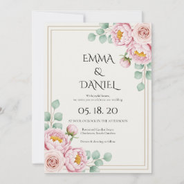 Convites Casamento Moderno Tendência Designer Blush Rosa Pá