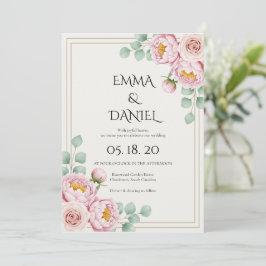 Convites Casamento Moderno Tendência Designer Blush Rosa Pá