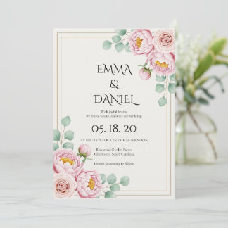 Convites Casamento Moderno Tendência Designer Blush Rosa Pá