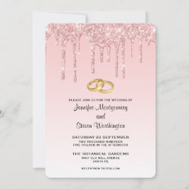 Convites Casamento Moderno Tendência Rosa Brilho Falso