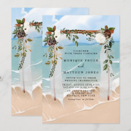 Convites Casamento Moderno Tropical de Beach Floral